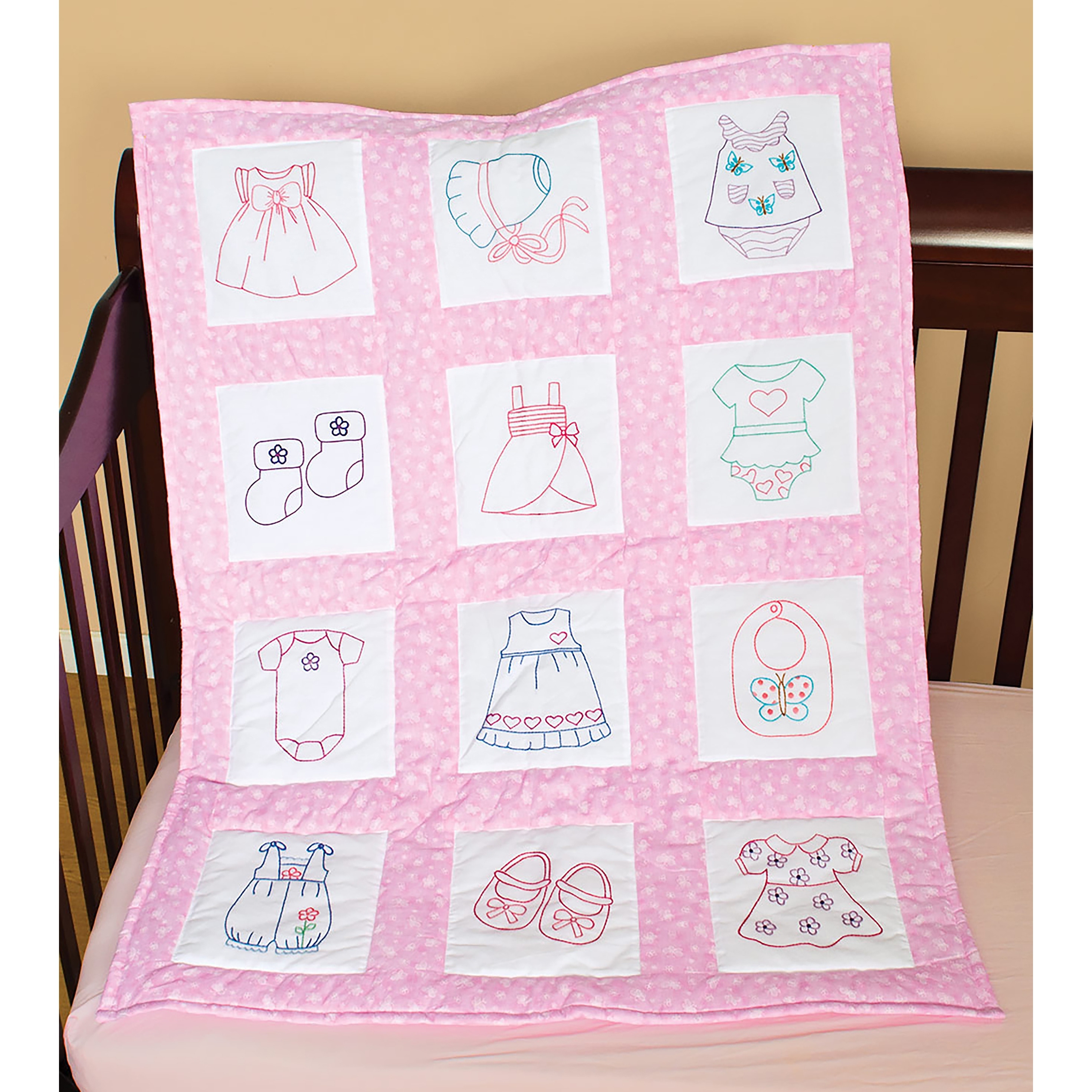 Jack Dempsey Stamped White Nursery Quilt Blocks 9"x9" 12/pkgdress Up Fun